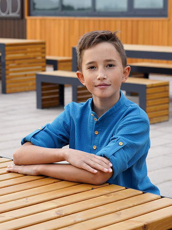 Рубашка для мальчика муслин лазурь фото 11