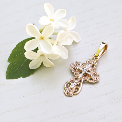 Золотой крестик 11164АКВ - миниатюра фотографии товара в каталоге ЛиноБамбино