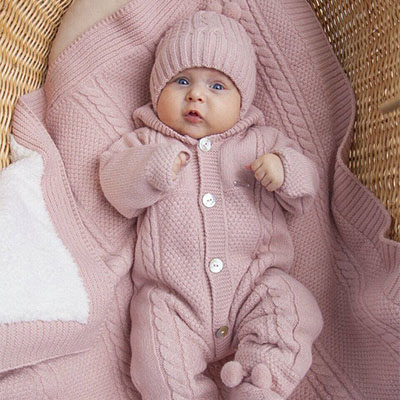 Вязаный комплект "Теплуша", пудра