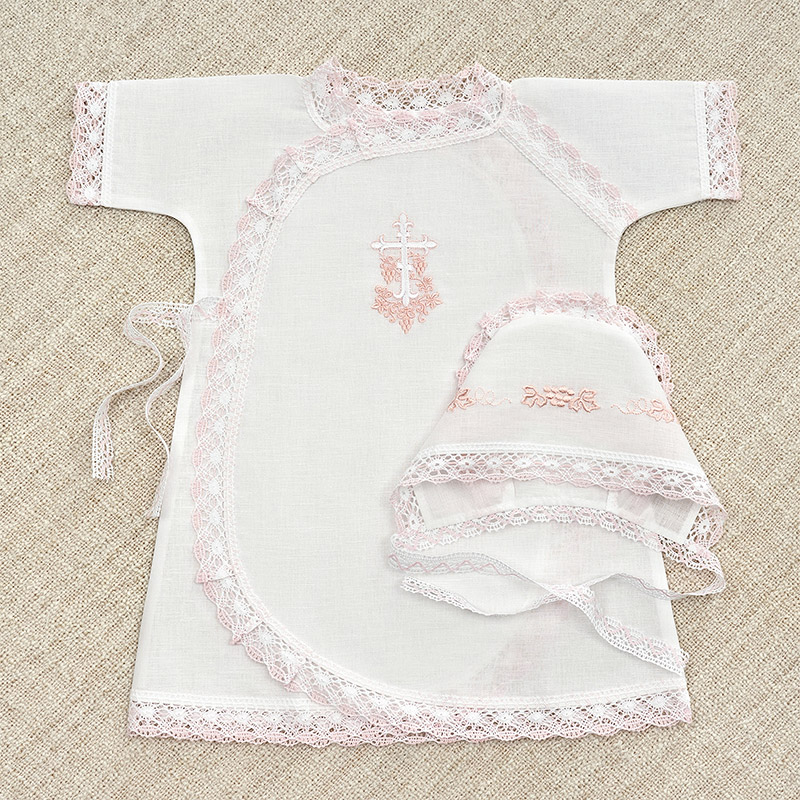 Крестильный комплект "Розовая лоза" для девочки с крыжмой фото 9