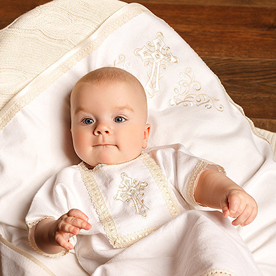 Фото товара "Тёплая пеленка для крещения "Крестик с завитками"" при наведении