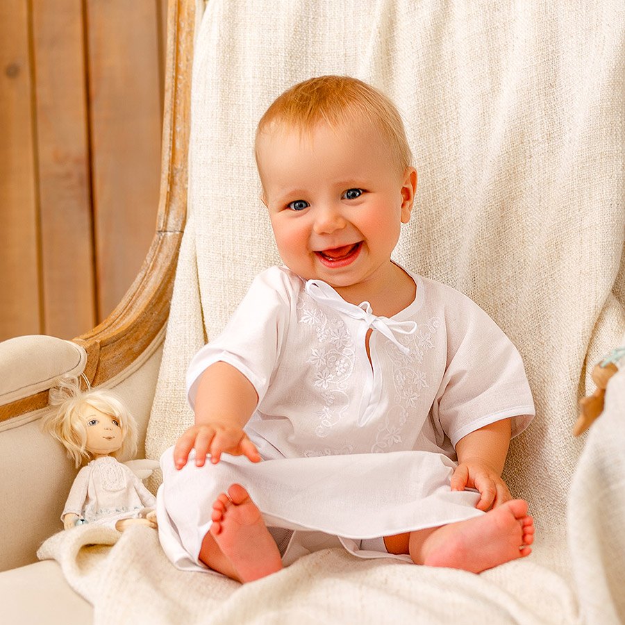 Крестильный комплект "Листики" для ребенка с пеленкой фото 2