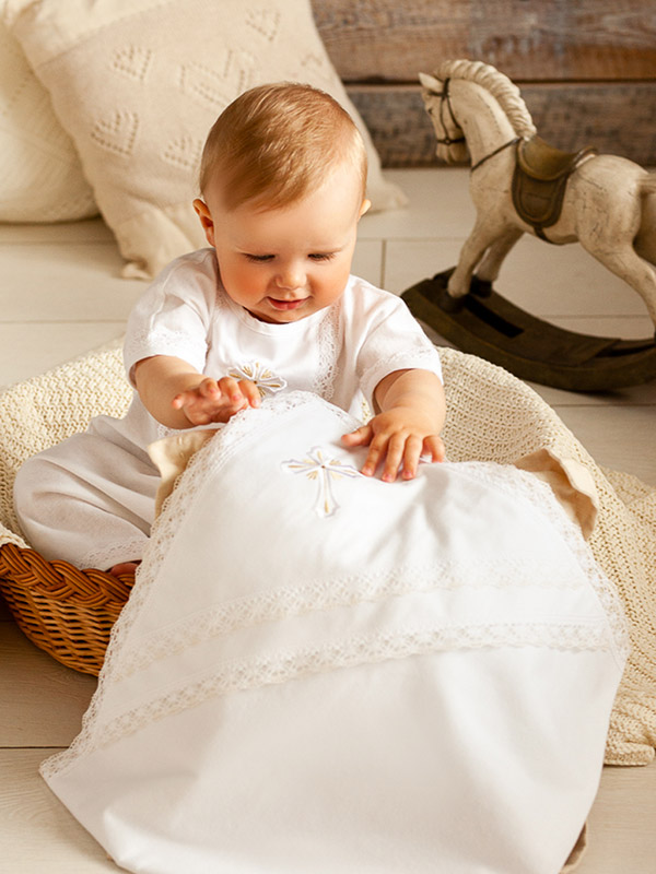 Крестильный комплект "Светик" для ребенка с пеленкой фото 1