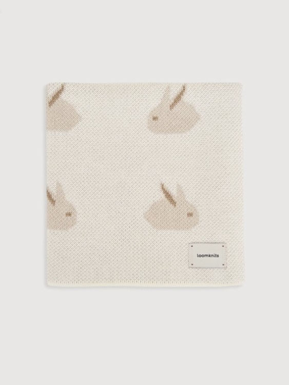 Вязаный детский плед "Кролики" молочный фото 3