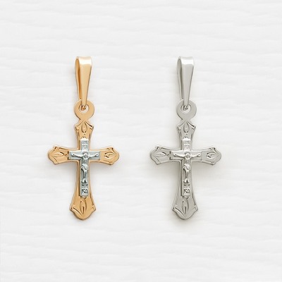 Золотой крестик 12715АКВ - миниатюра фотографии товара в каталоге ЛиноБамбино