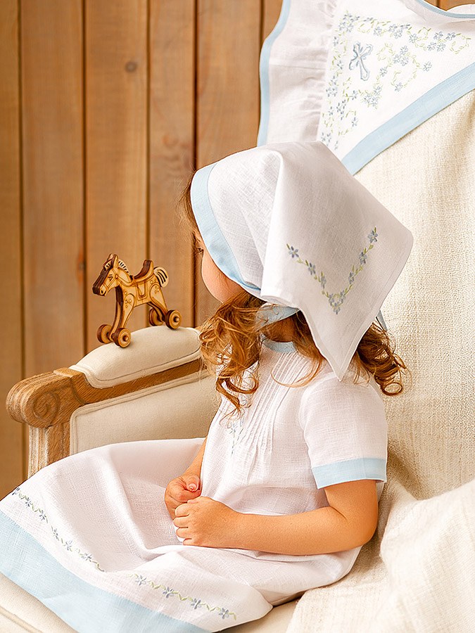 Крестильный комплект "Незабудка" для девочки с крыжмой фото 6