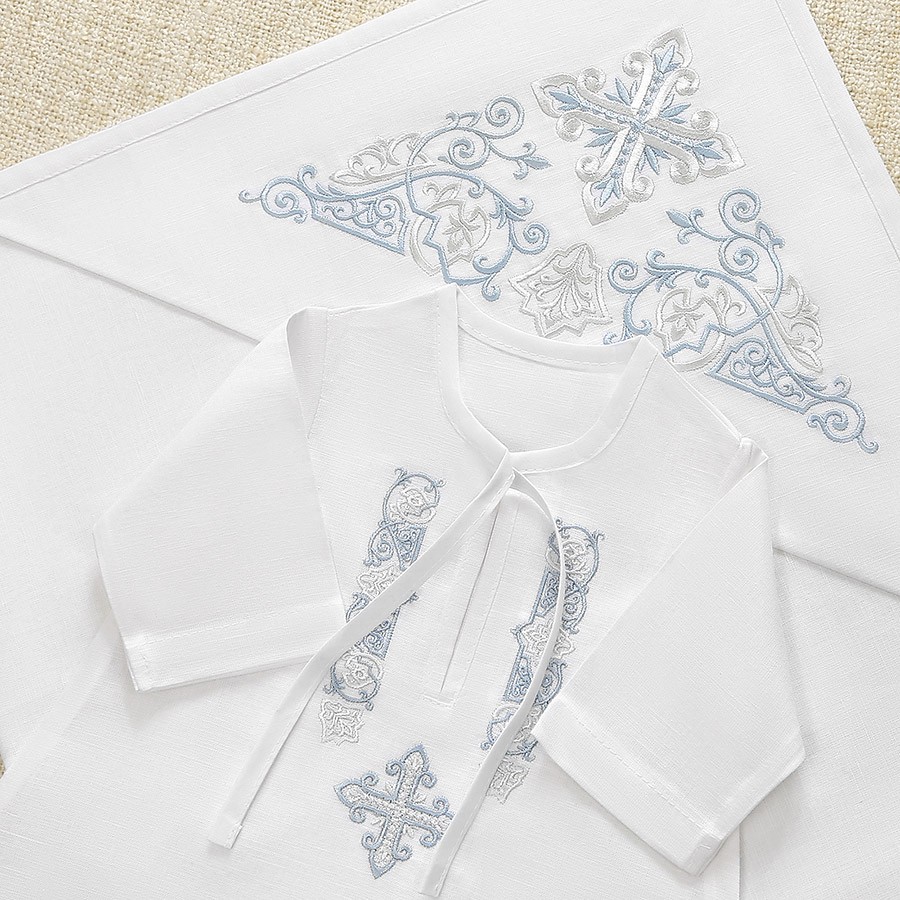 Крестильный комплект "Артемий" для мальчика с пеленкой фото 2