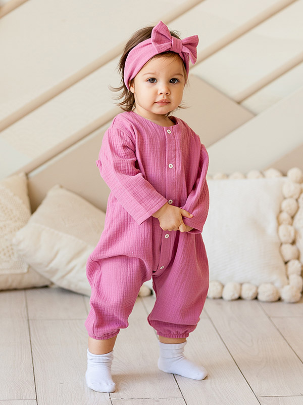 Комбинезон Облачко ягодный из муслина фото 1