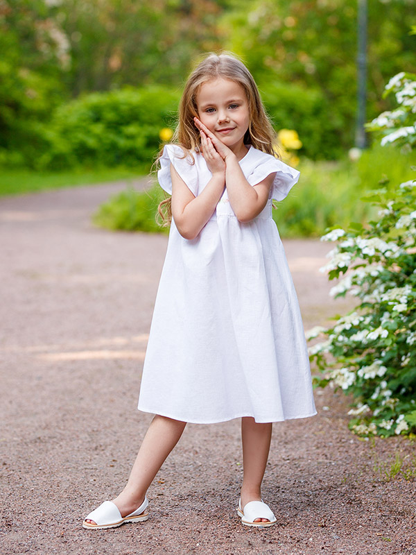 Платье Розочки белое лён фото 3