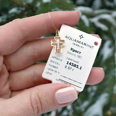 Золотой крестик 14585АКВ - миниатюра фотографии товара в каталоге ЛиноБамбино