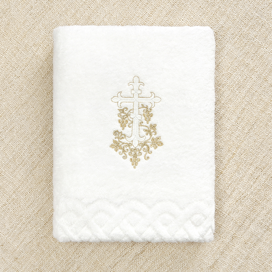 Классическое полотенце для крещения "Крестик-лоза" фото 3