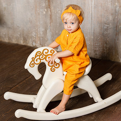 Фото товара "Льняной комбинезон Ветерок желтый" при наведении