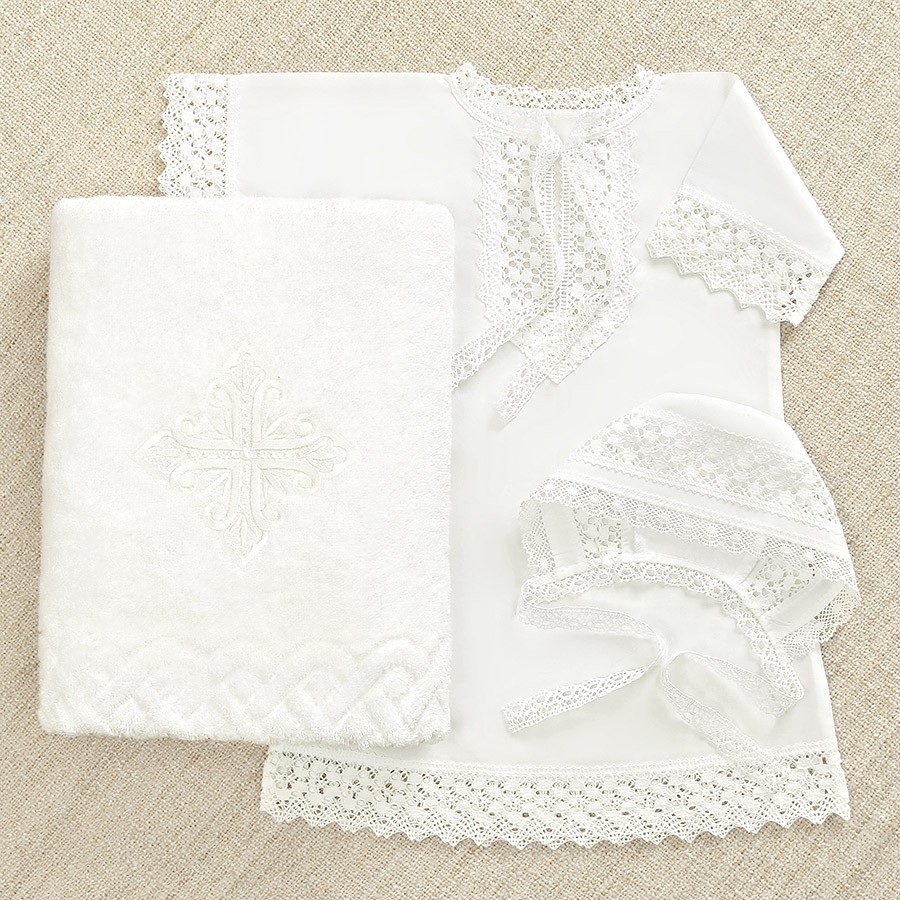 Крестильный набор для девочки "Ирина" с полотенцем  фото 6