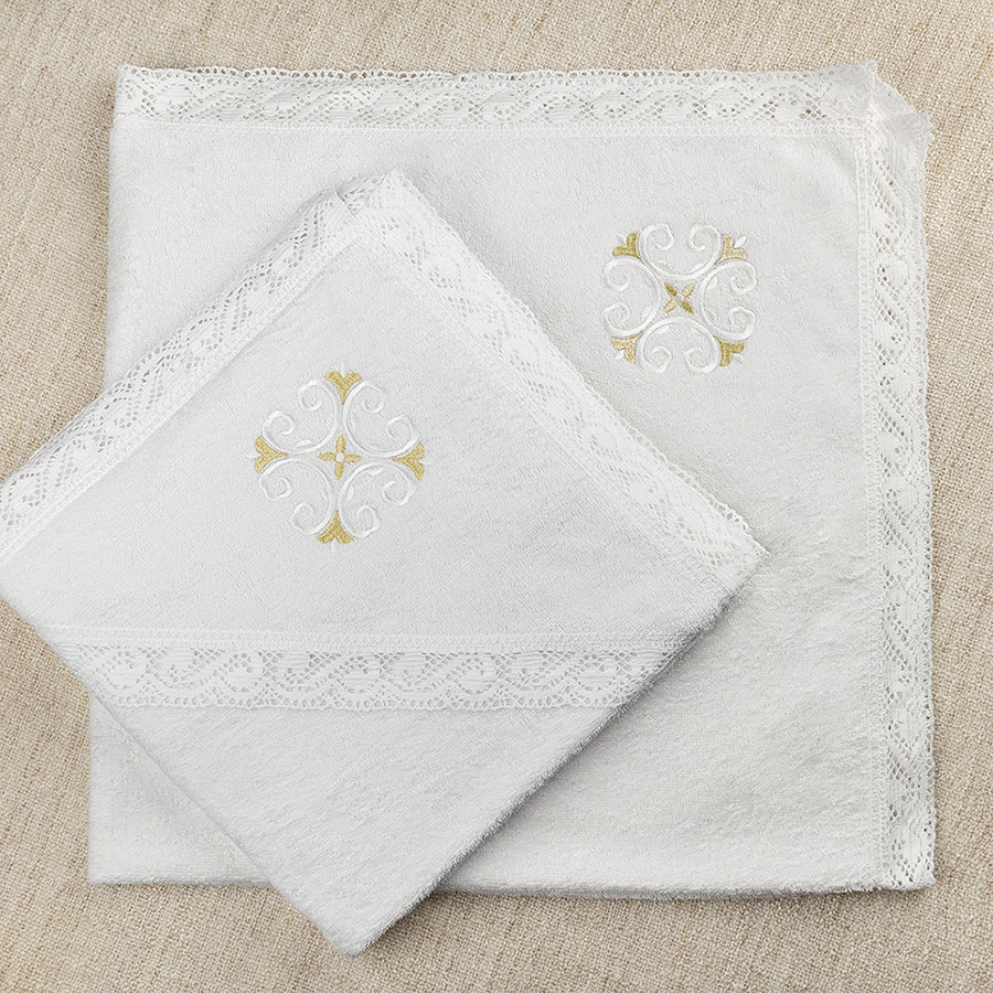 Кружевное крестильное полотенце кудрявый крест фото 3