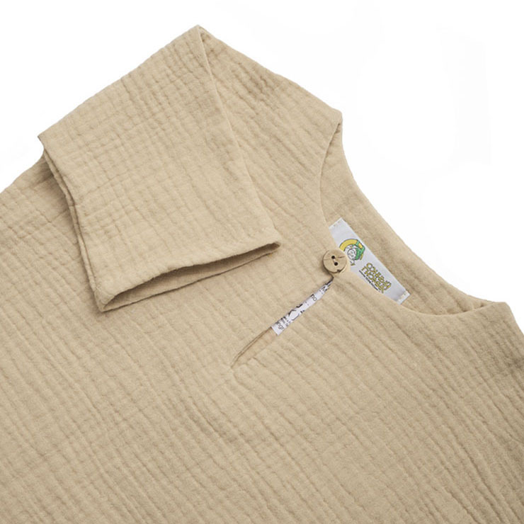 Детский летний костюмчик из муслина Самурай бежевый фото 2