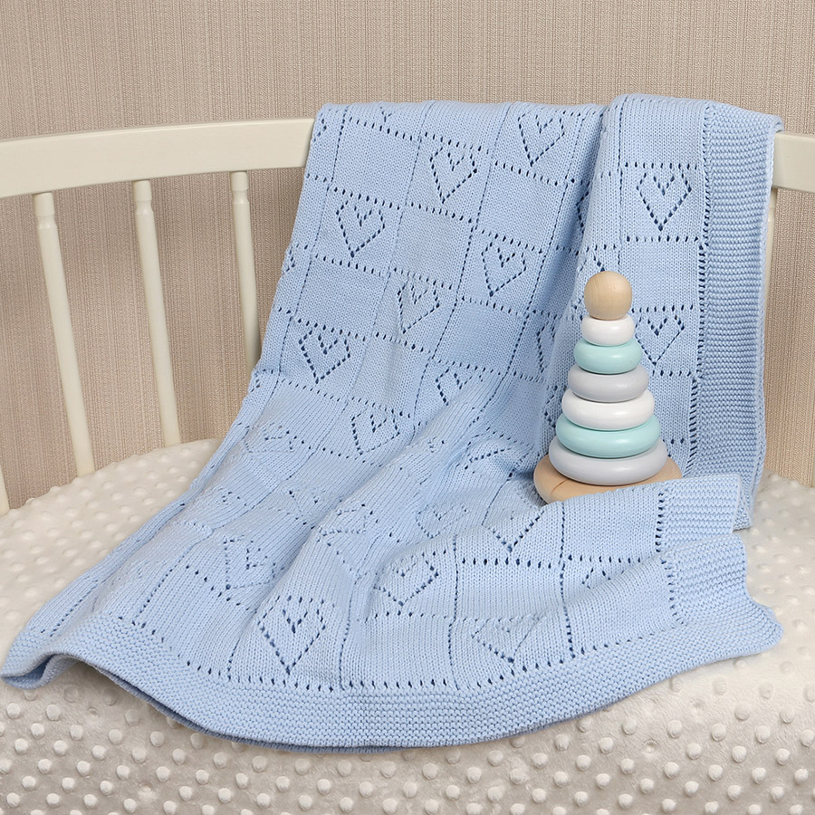 Детский плед "Сердечки" голубой фото 3