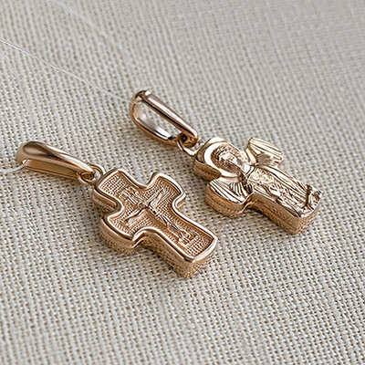 Золотой крестик с образом Ангела хранителя арт.17110439000, детский - миниатюра фотографии товара в каталоге ЛиноБамбино