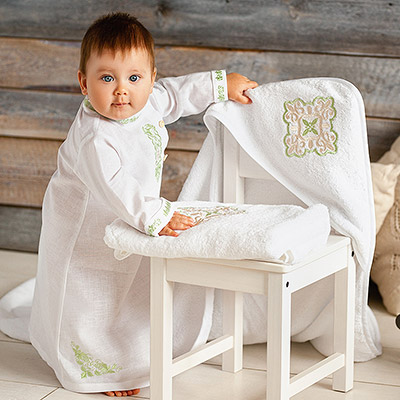 Фото товара "Крестильная косоворотка "Елисей" для мальчика" из магазина ЛиноБамбино