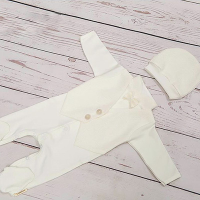 Фото товара "Комплект на выписку мальчика "Люрекс" молочный" из магазина ЛиноБамбино