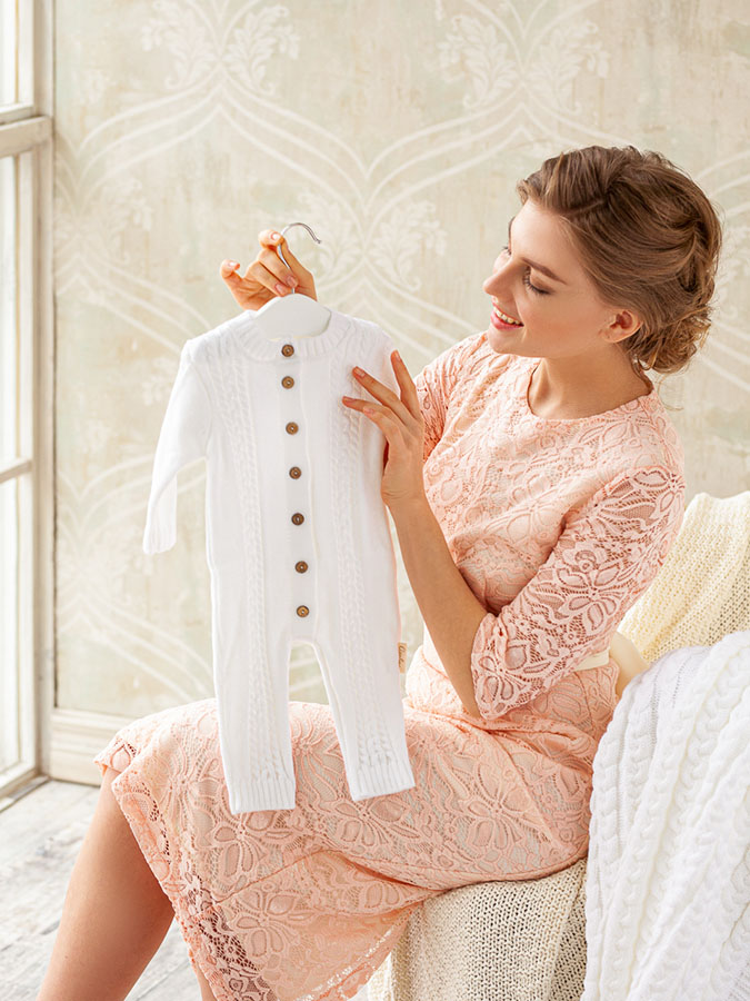 Вязаный комбинезон "Косички" молочный фото 11