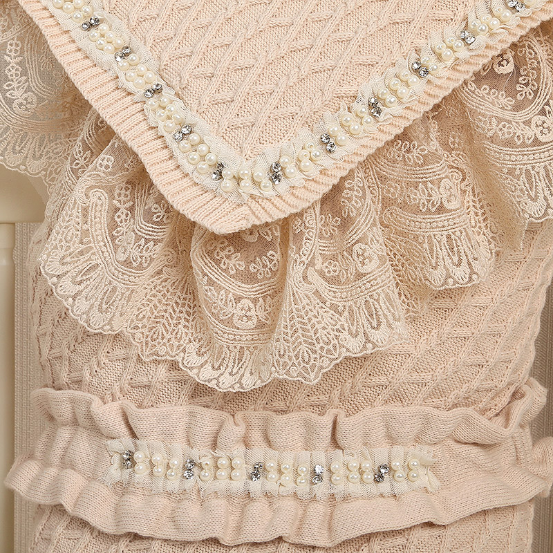 Вязаный комплект на выписку "Жемчуг" бежевый фото 5