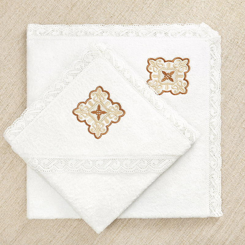 Махровое кружевное полотенце "Яблочный и медовый Спас" фото 1