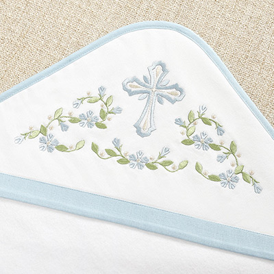 Фото товара "Тёплая крыжма с уголком для крещения "Василек"" при наведении