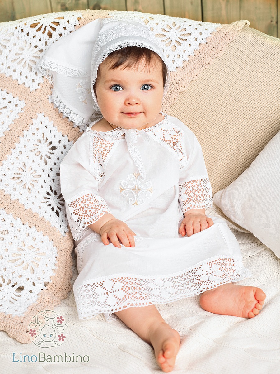 Крестильный комплект "Ольга" для девочки с пеленкой фото 4