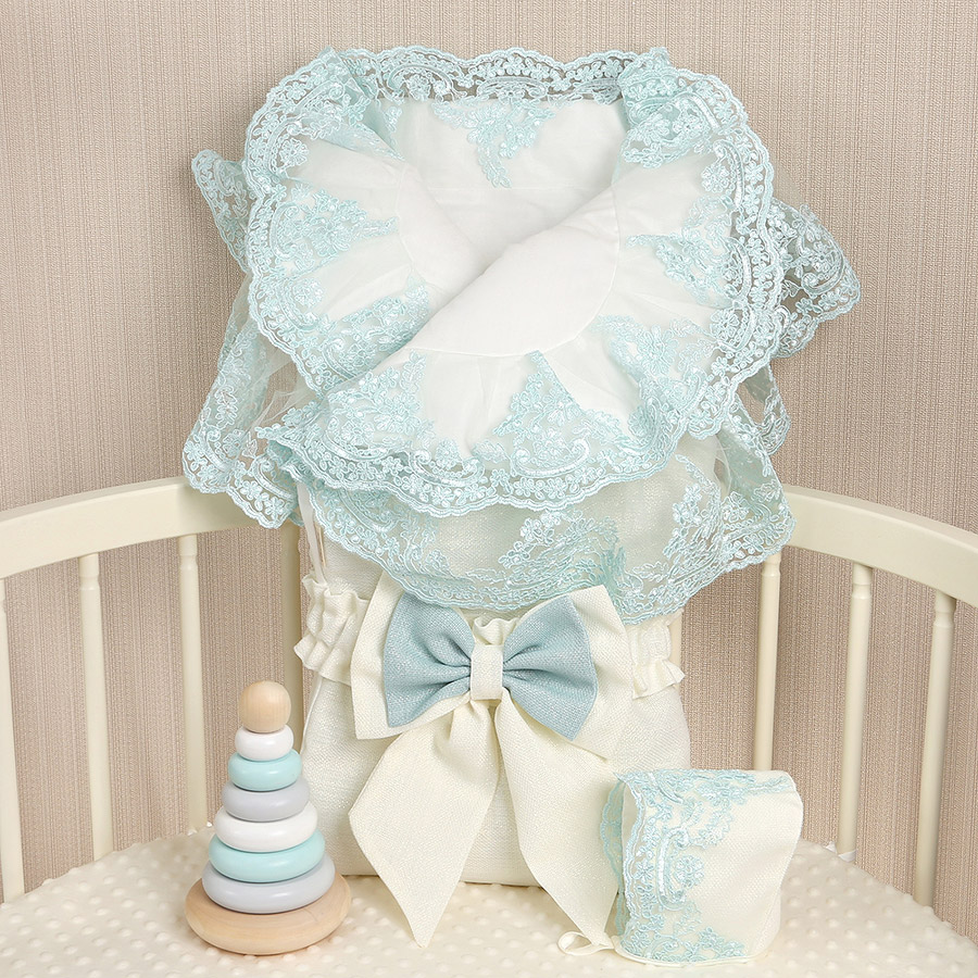 Комплект на выписку девочки "Люрекс" молоко-тиффани фото 11