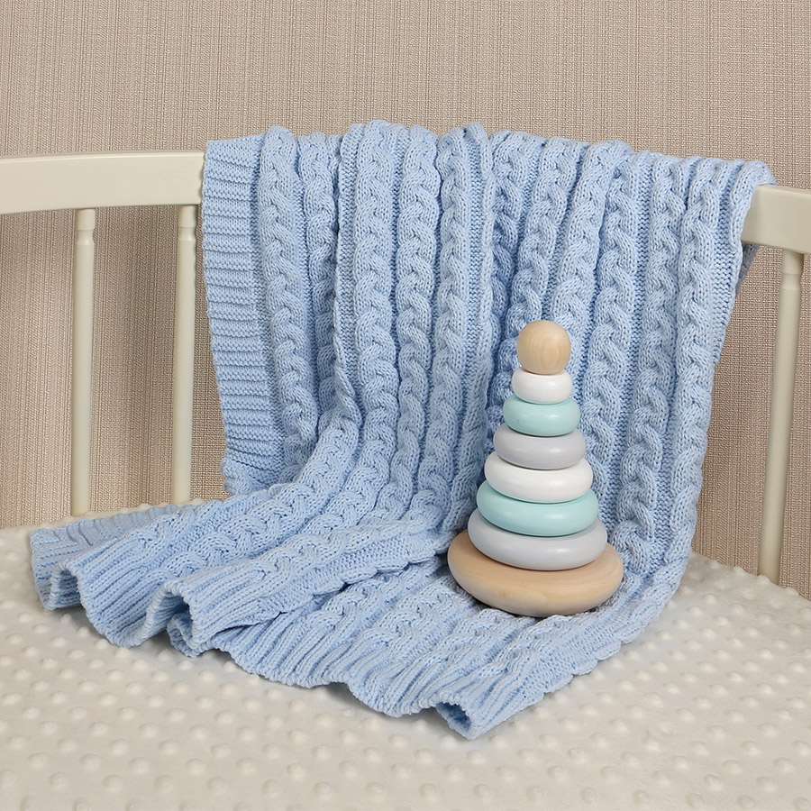 Детский плед "Косички" голубой фото 1