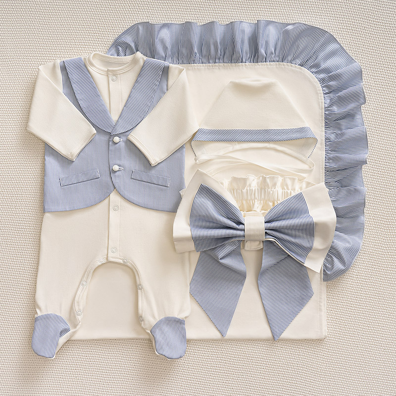 Костюмчик/комплект с уголком Денди нежная полоска фото 1