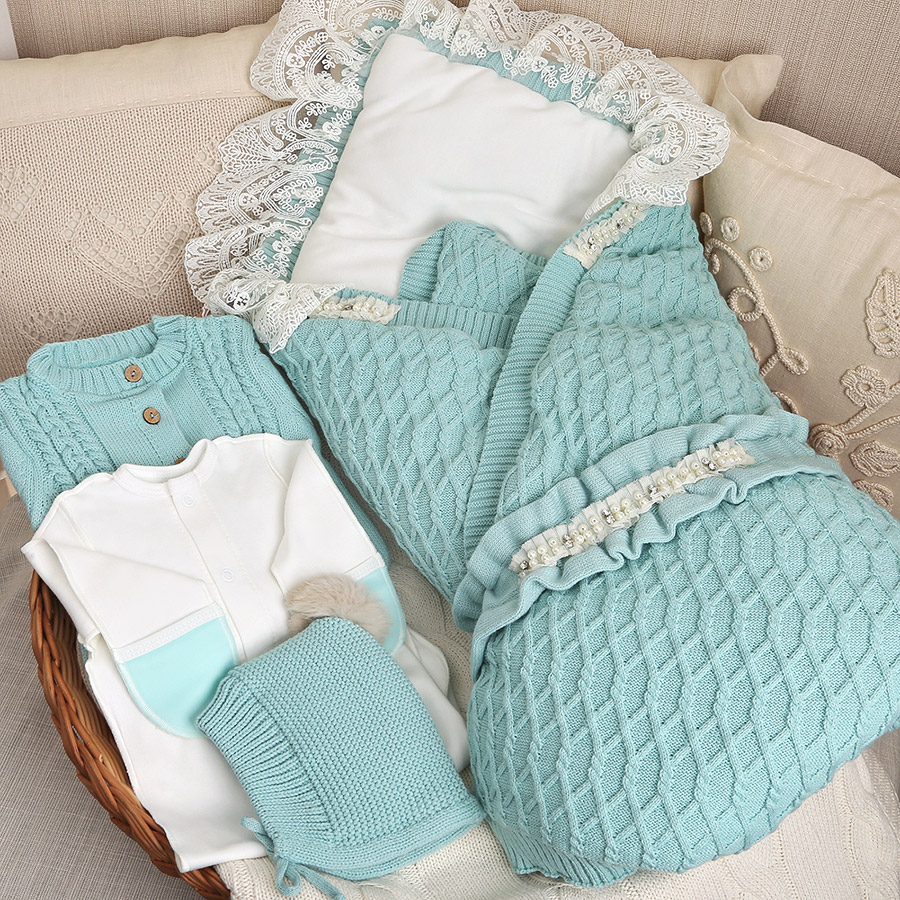 Вязаный комплект на выписку "Жемчуг" тиффани фото 10