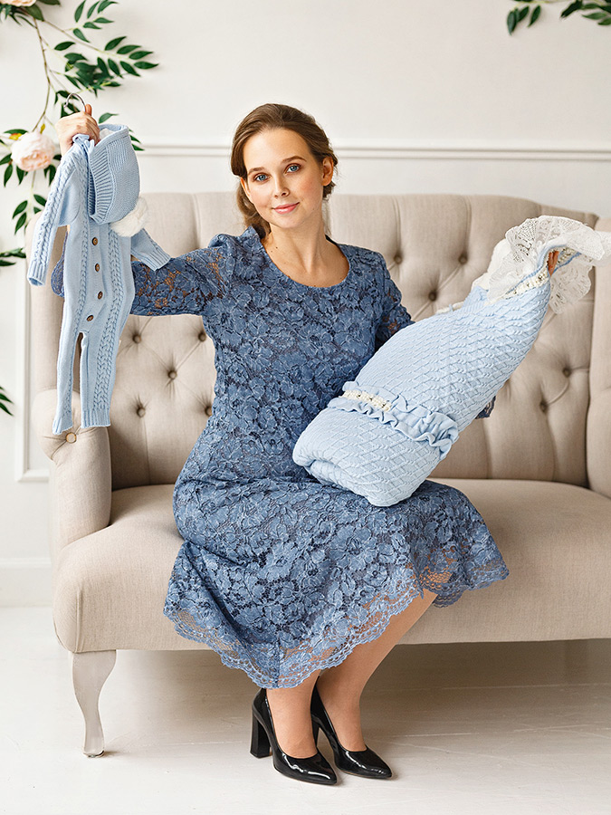 Вязаный конверт "Жемчуг" голубой - все сезоны фото 4