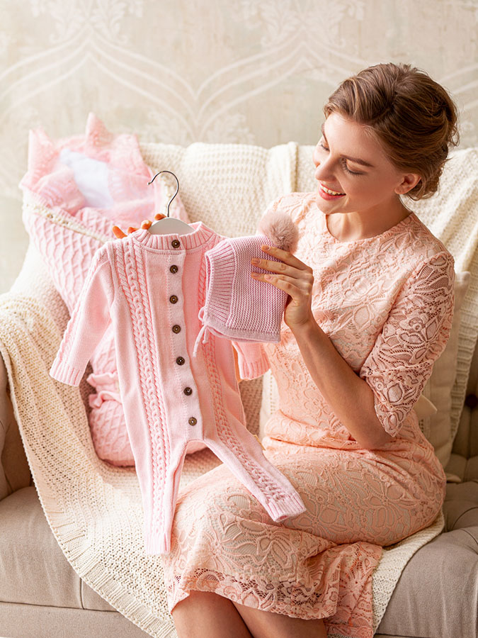 Вязаный комбинезон "Косички" розовый фото 8