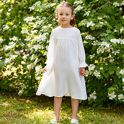 Платье Дымка молочное муслин - миниатюра фотографии товара в каталоге ЛиноБамбино