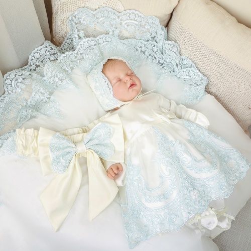 Комплект на выписку девочки "Самия" аквамарин - миниатюра фотографии товара в каталоге ЛиноБамбино