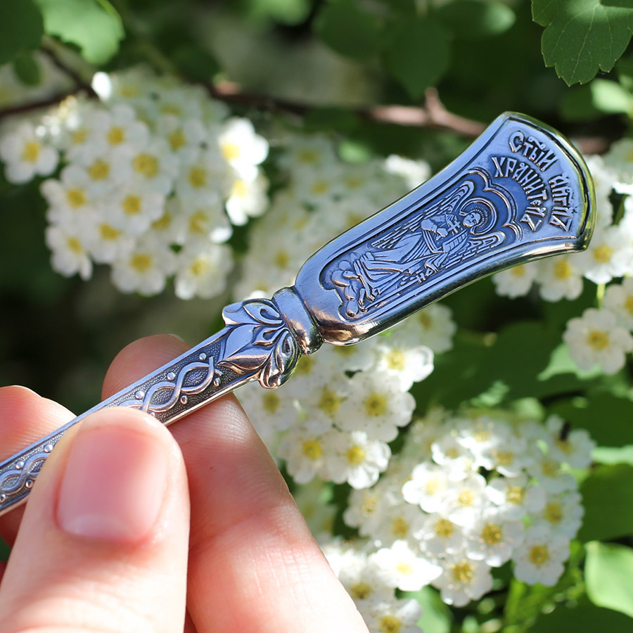 Серебряная ложка "Ангел-хранитель" чайная фото 3