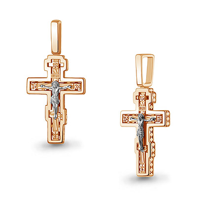 Золотой крестик 14869АКВ - миниатюра фотографии товара в каталоге ЛиноБамбино