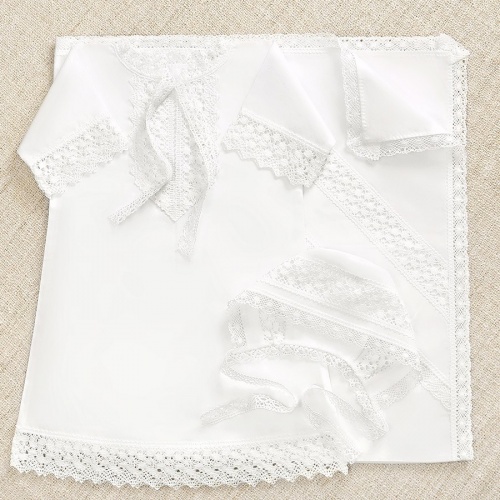 Крестильный комплект "Ирина" для девочки с пеленкой - миниатюра фотографии товара в каталоге ЛиноБамбино