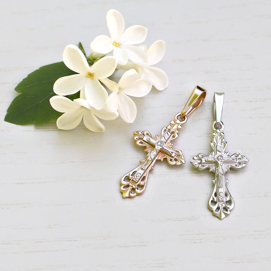 Золотой крестик 10185АКВ фото 3