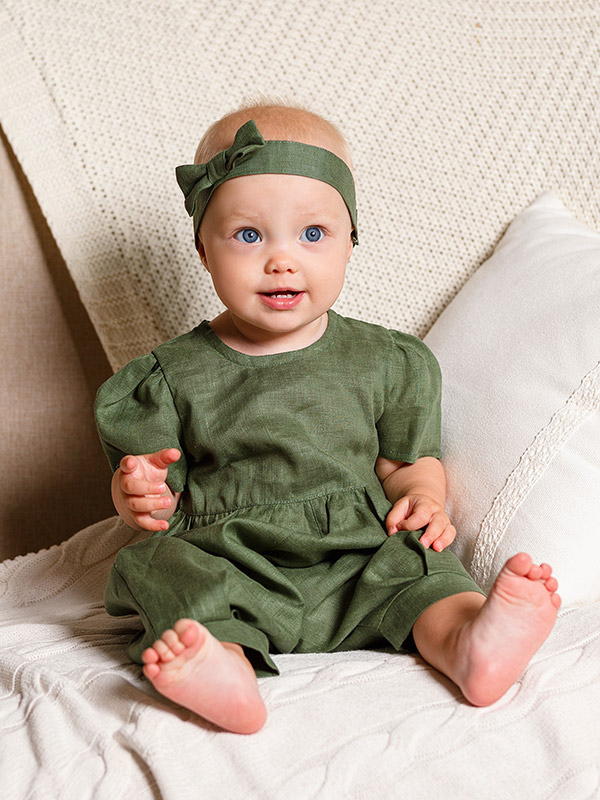 Льняной комбинезон Безе зеленый фото 2