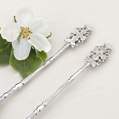 Серебряная ложка с крестом "Спаси и сохрани"