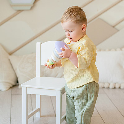 Фото товара "Костюмчик из муслина Дуэт желто-оливковый для мальчика" при наведении