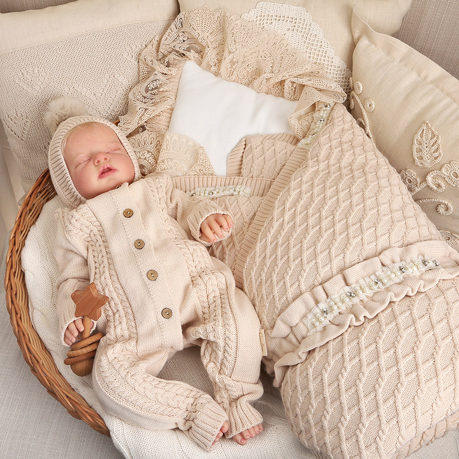 Вязаный комбинезон "Косички" бежевый фото 9