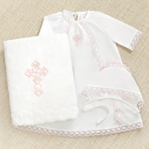 Крестильный набор для девочки "Вероника" с полотенцем - миниатюра фотографии товара в каталоге ЛиноБамбино