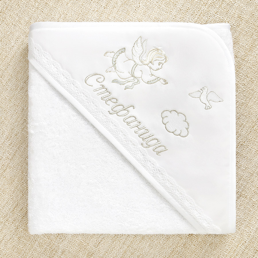 Махровое крестильное полотенце с уголком "Ангел" фото 4