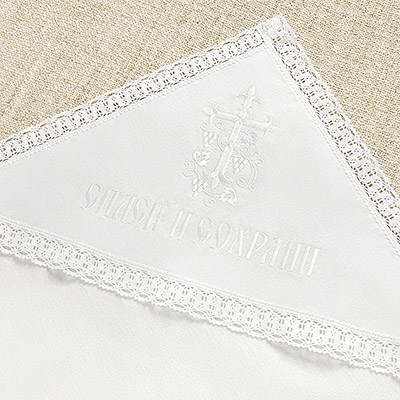 Фото товара "Круженвая пеленка с капюшоном "Белая лоза"" при наведении