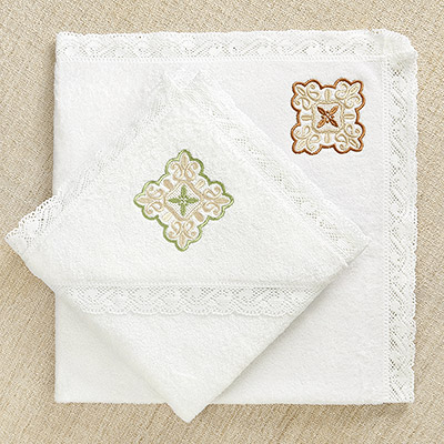 Махровое кружевное полотенце "Яблочный и медовый Спас" - миниатюра фотографии товара в каталоге ЛиноБамбино