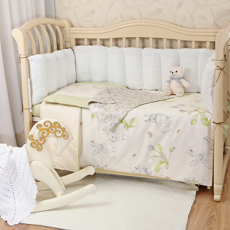 Постельное белье Кролики на зеленом 3 предмета фото 1