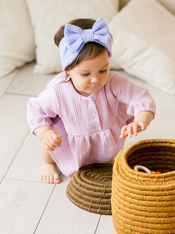 Повязка с бантом муслиновая фото 4